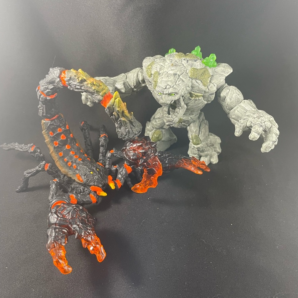 Two Schleich  Eldrador Creatures Lava Scorpion and Rock Monster